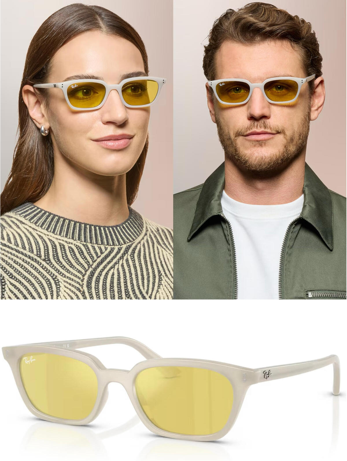 Ray-Ban Zaya Bio-Based Sunglasses Rb4456 New Warm White Yellow 53-19-145mm